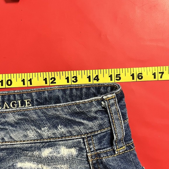 American Eagle Womens Button Fly Denim Mini Skirt Size 8 Distressed Casual - Picture 4 of 7